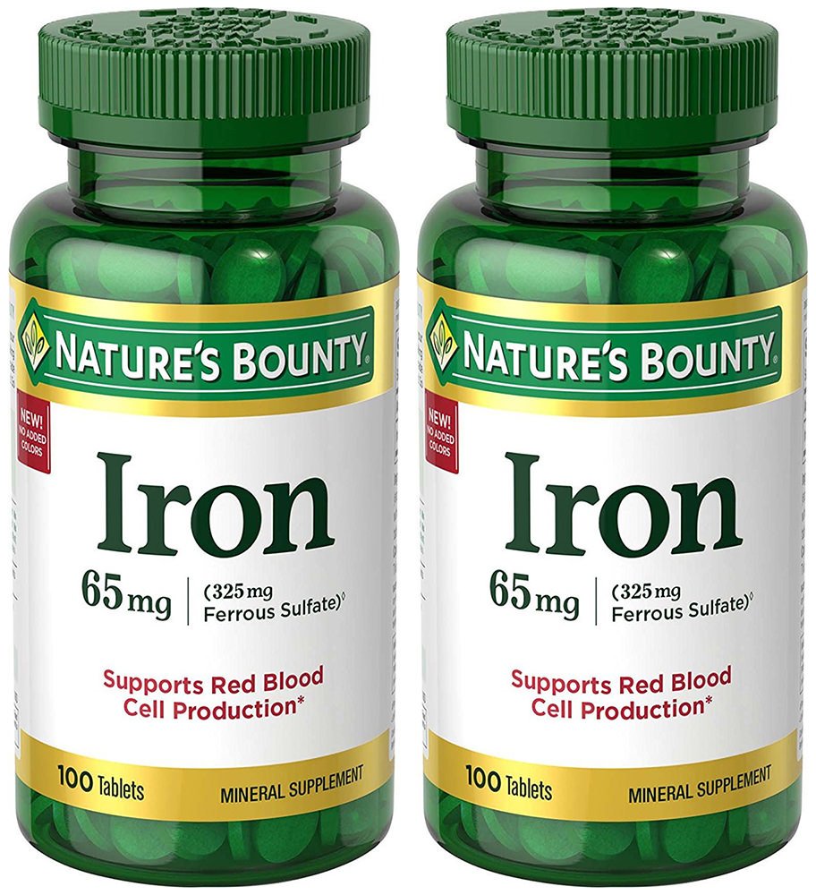 Nature's Bounty Iron 65 mg tablets bottle for daily iron support