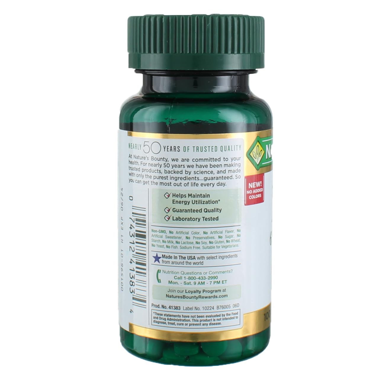 Nature's Bounty Iron 65 mg label detail with dosage and usage info