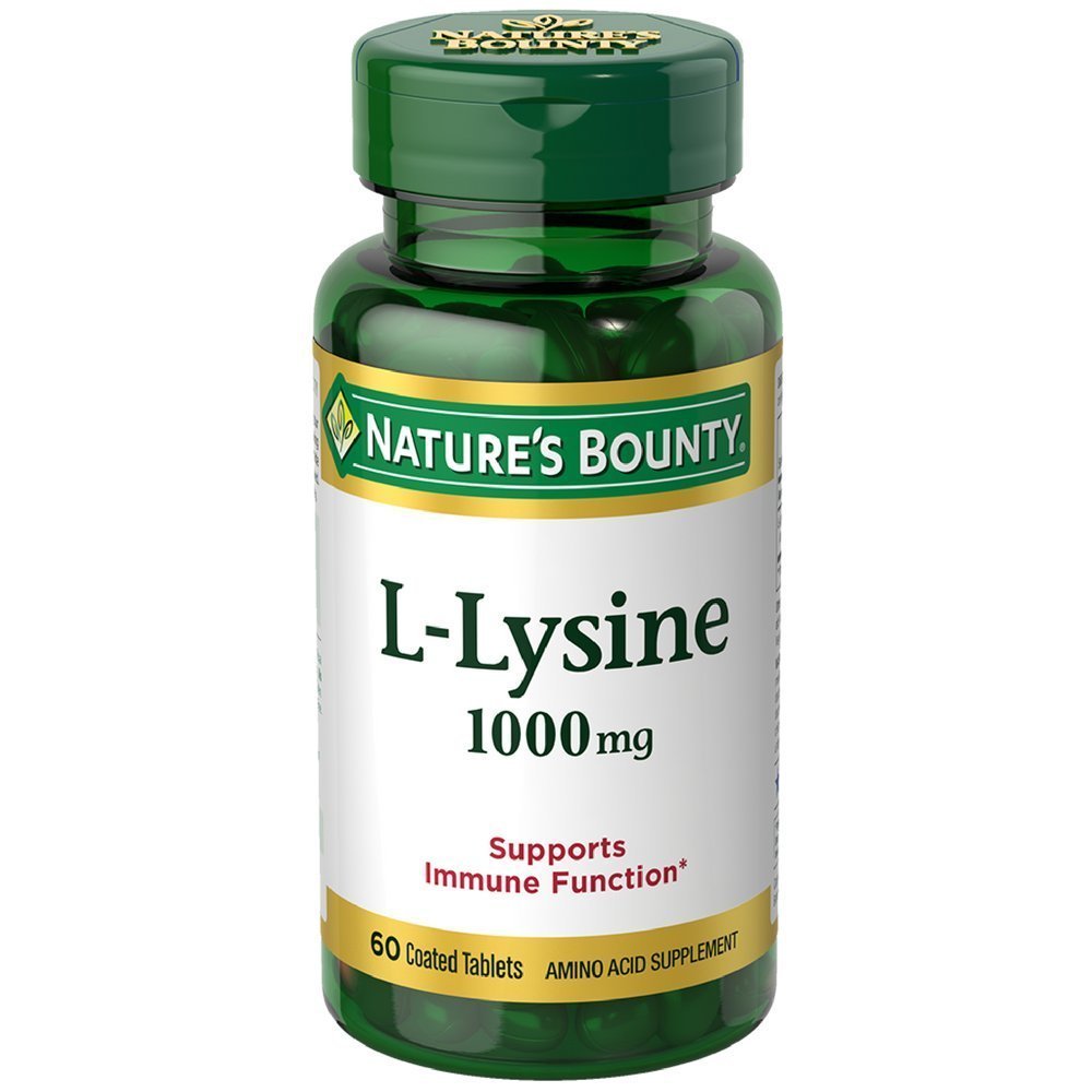 Nature's Bounty L-Lysine 1000 mg tablets front view for immune support