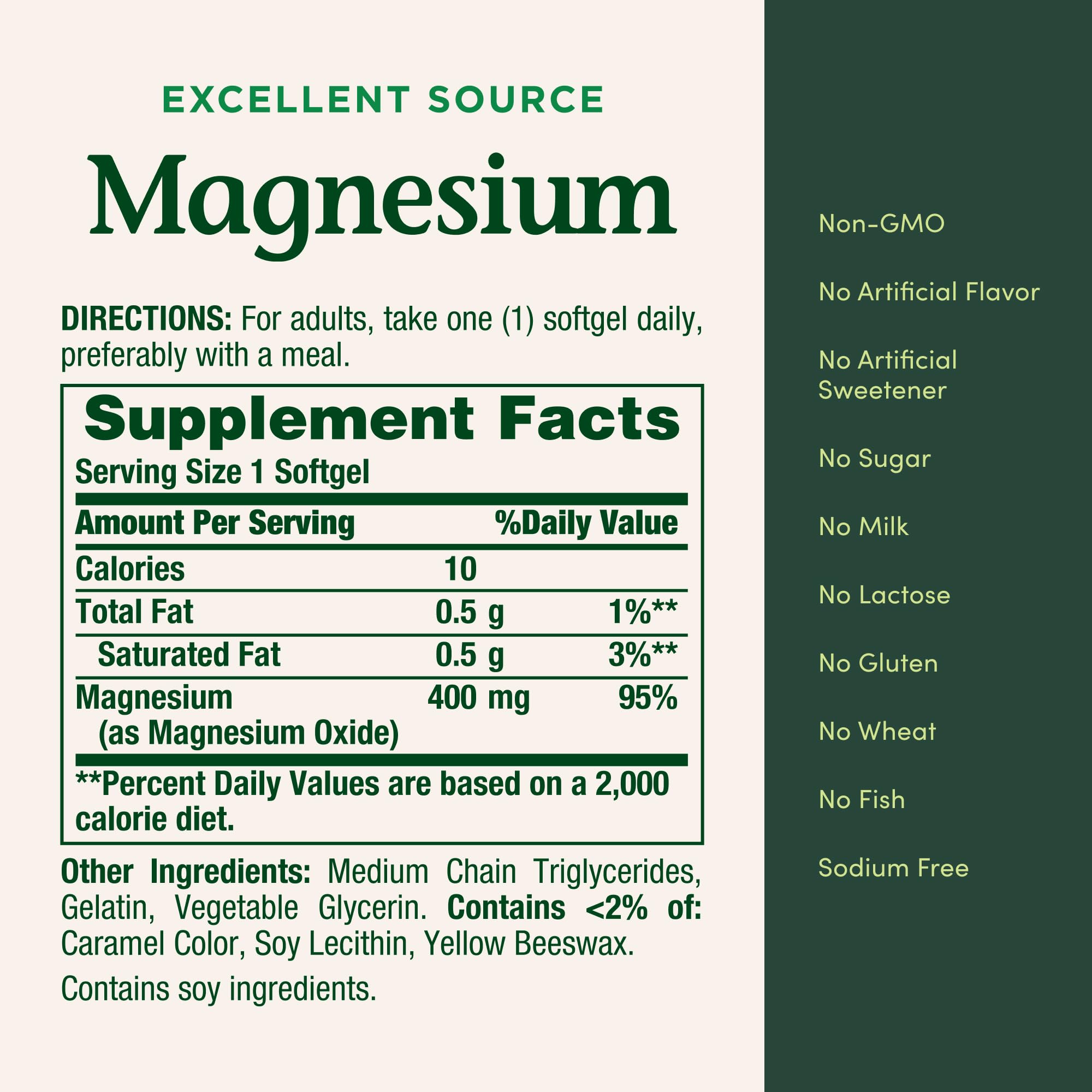 Nature's Bounty Magnesium 400 mg softgel hero shot for daily wellness