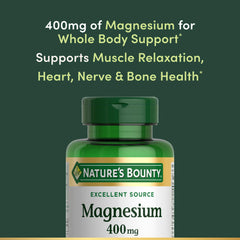 Nature's Bounty Magnesium 400 mg softgel being poured for easy dosing