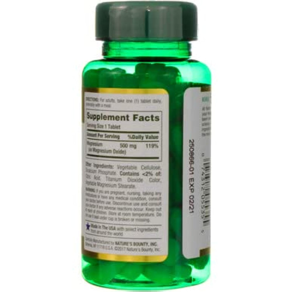 Nature's Bounty magnesium product on clean kitchen counter, easy-to-integrate routine.