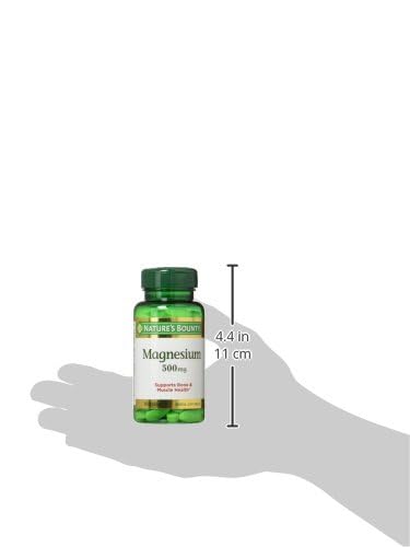 Nature's Bounty magnesium tablets with vegetarian-friendly badge, no artificial flavors.
