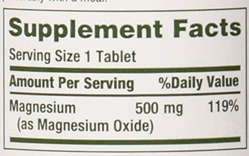 Nature's Bounty Magnesium 500 mg tablets on shelf, daily wellness idea.