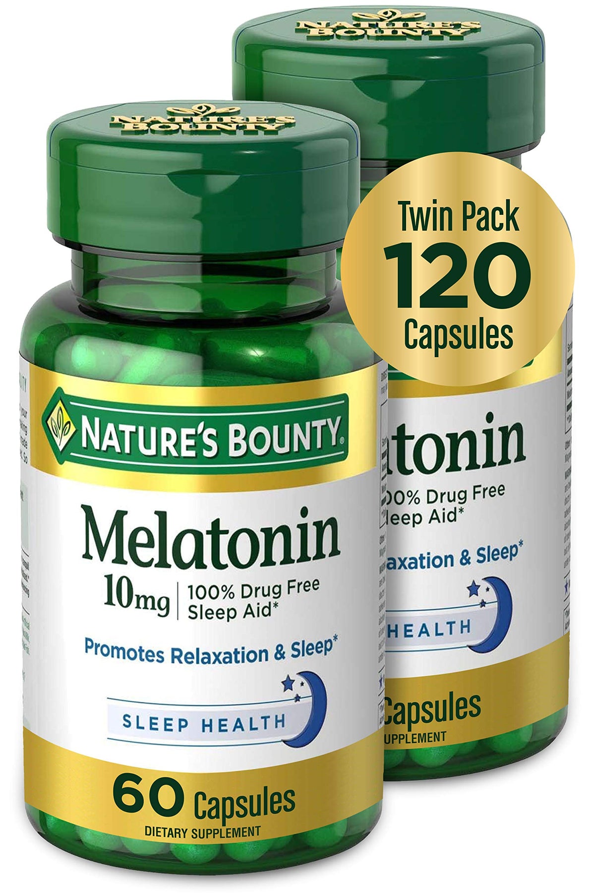 Nature's Bounty Melatonin 10mg bottle for restful nights and smoother wakeups.