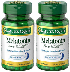 Nature's Bounty Melatonin 10 mg bottle supports better sleep.