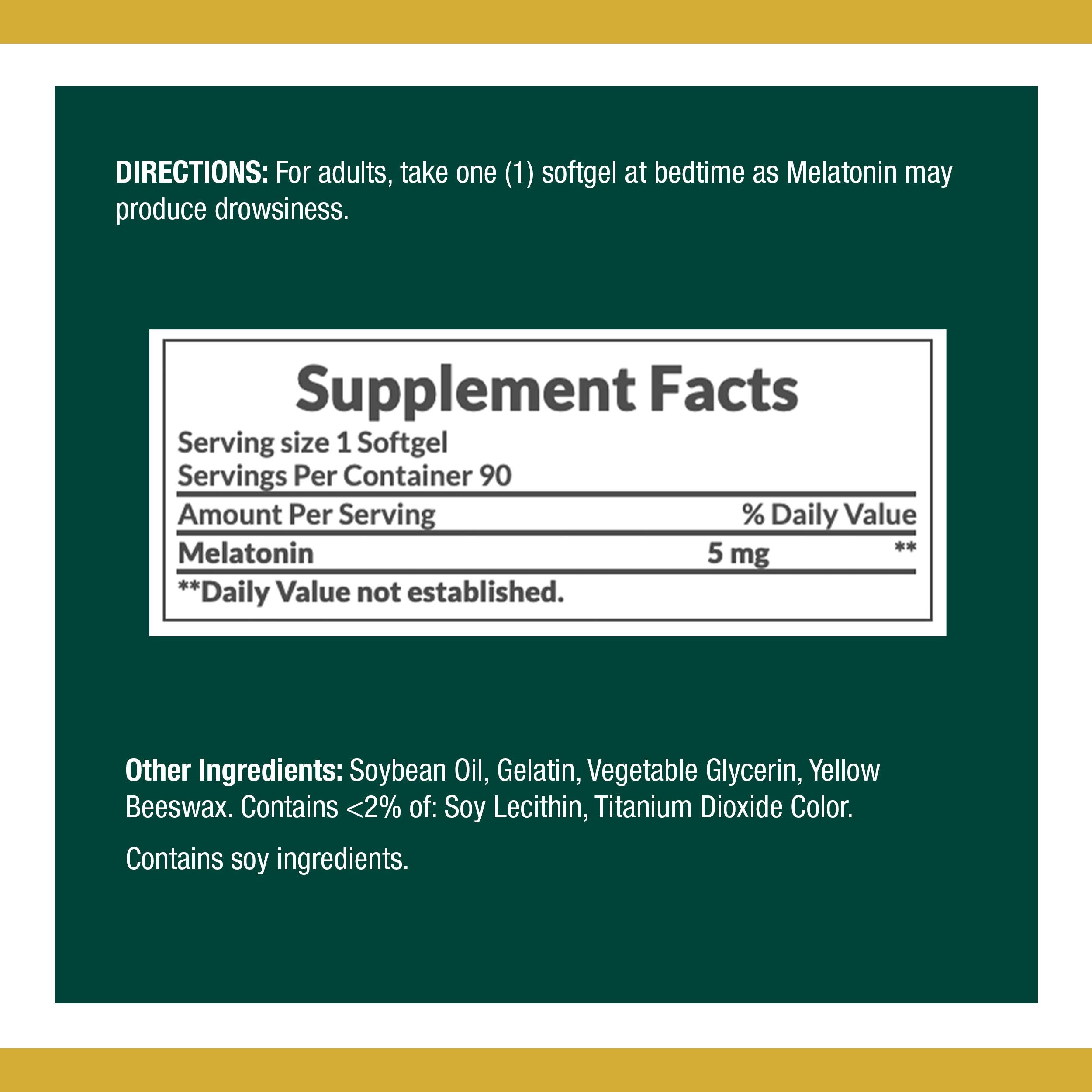 Nature's Bounty Melatonin bottle side view highlighting 3-pack convenience