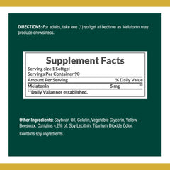 Nature's Bounty Melatonin bottle side view highlighting 3-pack convenience