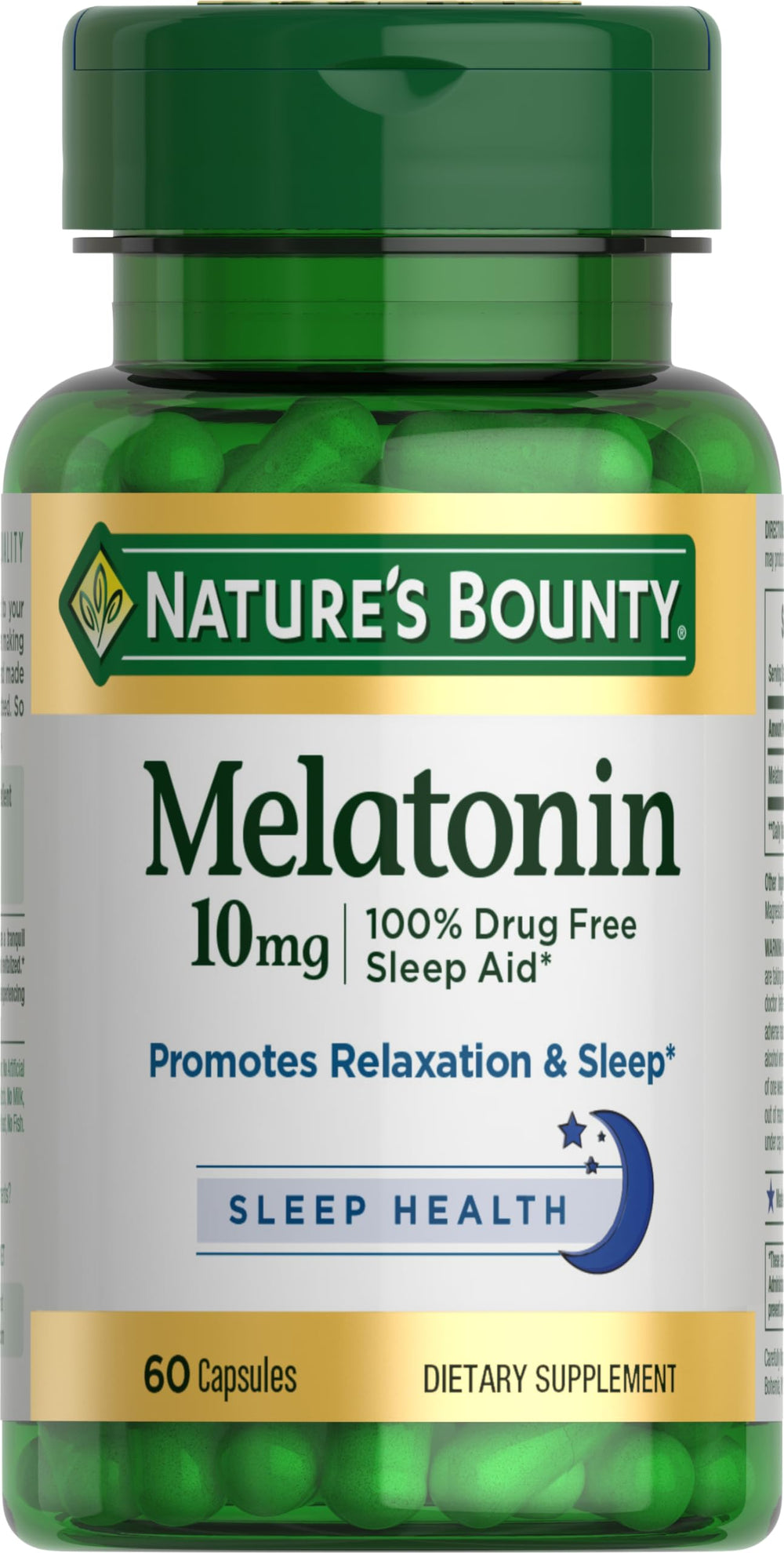 Nature's Bounty Melatonin bottle front view supports restful sleep