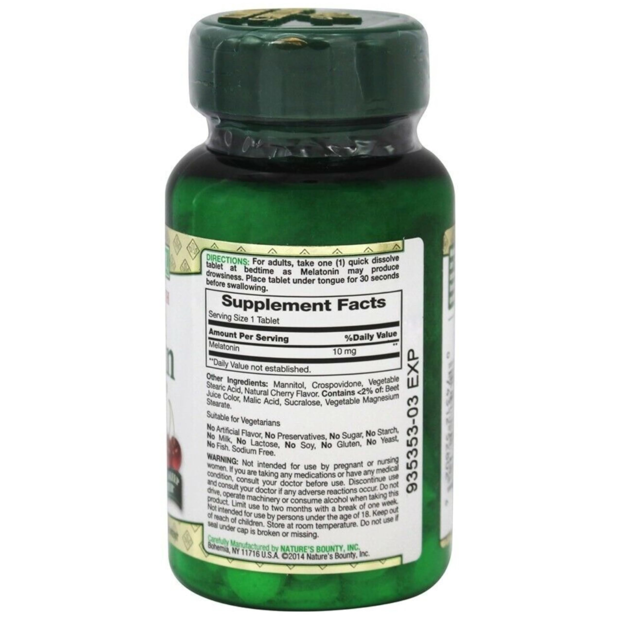 Nature's Bounty cherry-flavored packaging highlights a pleasant melatonin experience