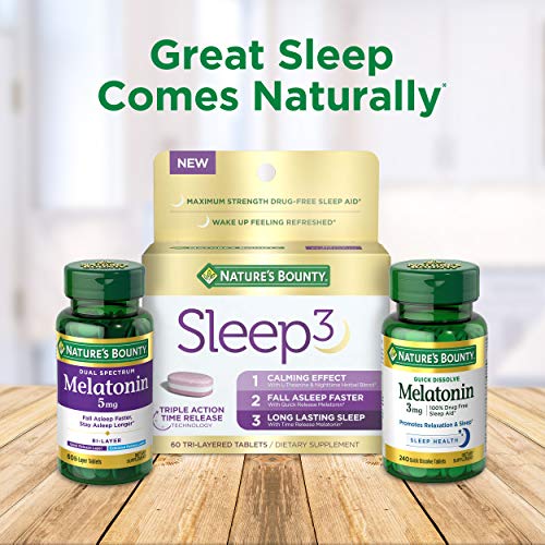 Nature's Bounty Melatonin label detail showing gluten-free and non-GMO notes