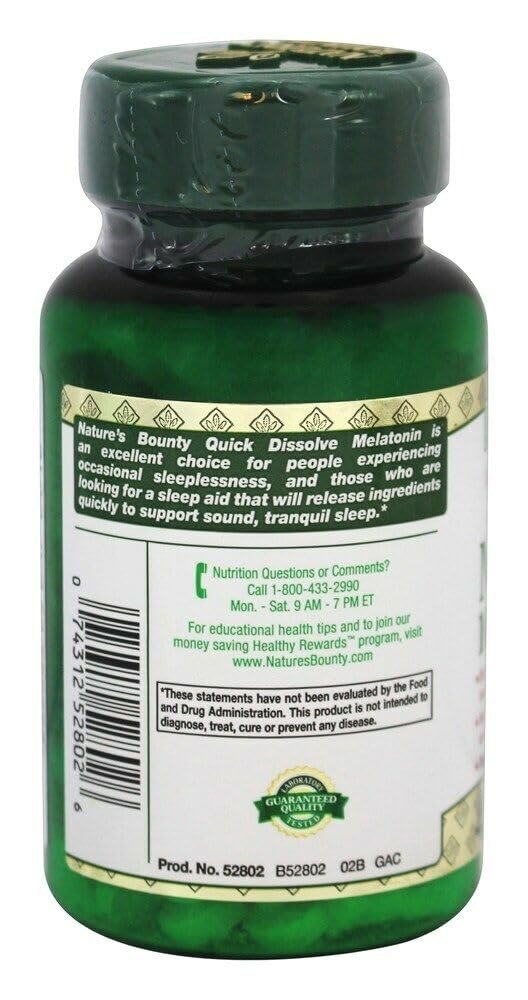 Four Nature's Bounty melatonin bottles on shelf total 180 tablets