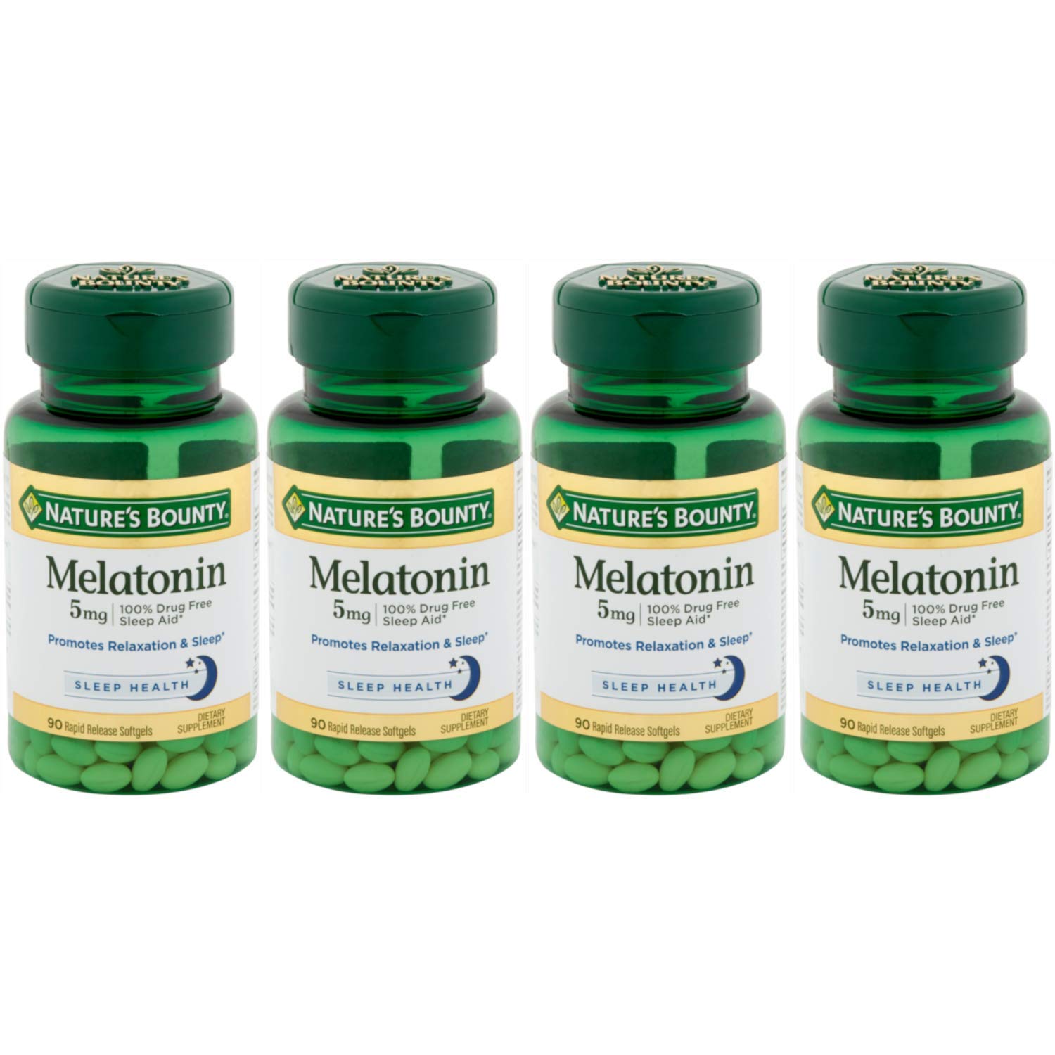 Nature's Bounty Melatonin softgels bottle supports calmer, more rested nights.