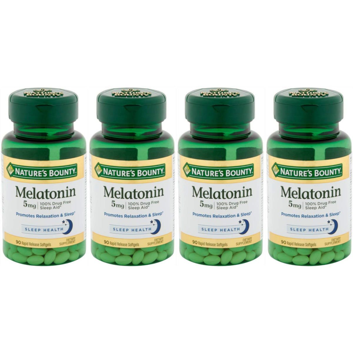 Nature's Bounty Melatonin softgels bottle supports calmer, more rested nights.