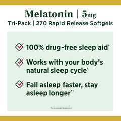 Closeup of Nature's Bounty Melatonin 5 mg tablets for dosing clarity