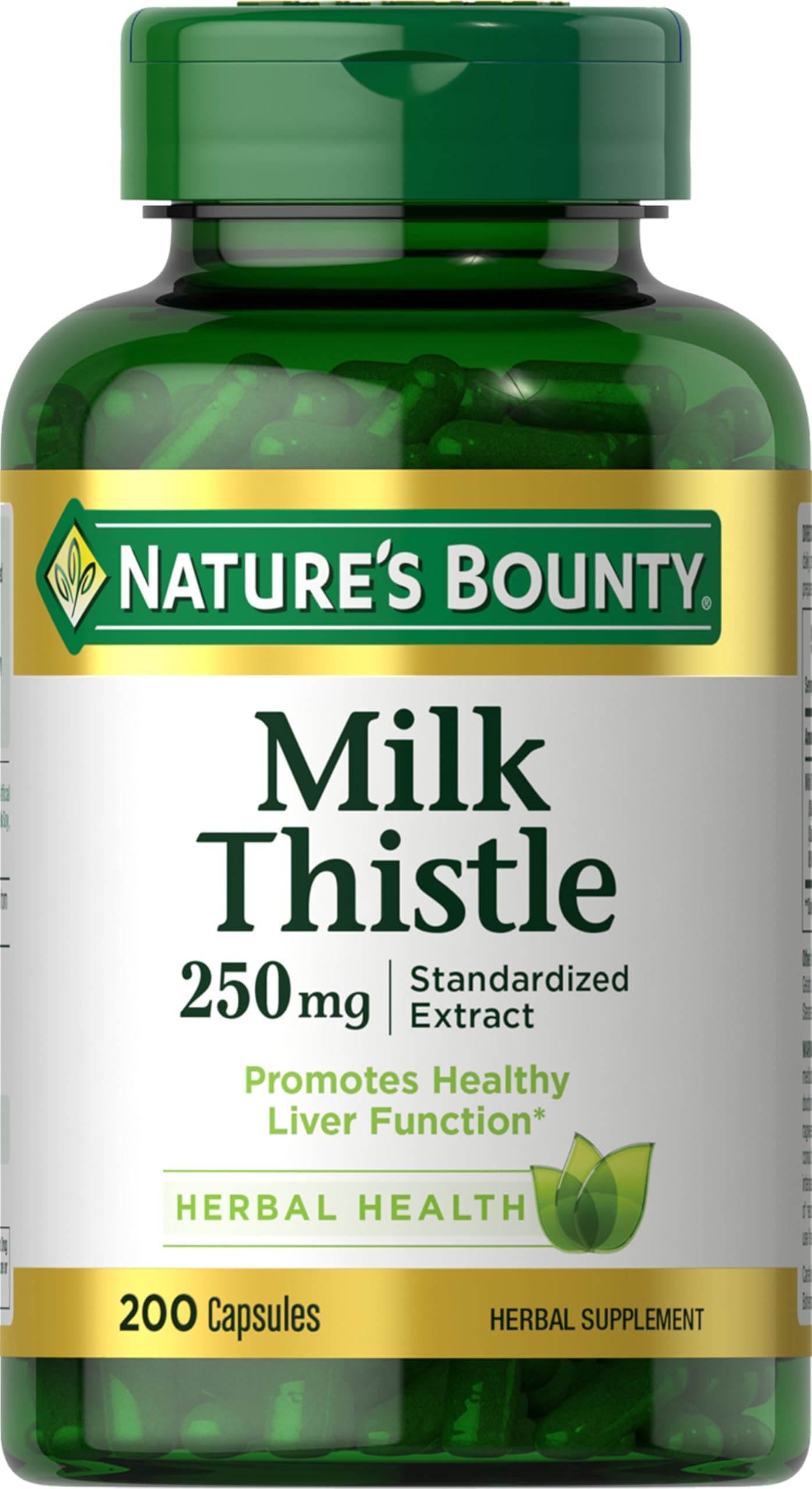 Nature's Bounty Milk Thistle bottle cap close-up for daily liver support