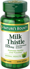 Nature's Bounty Milk Thistle capsules front view for liver health support