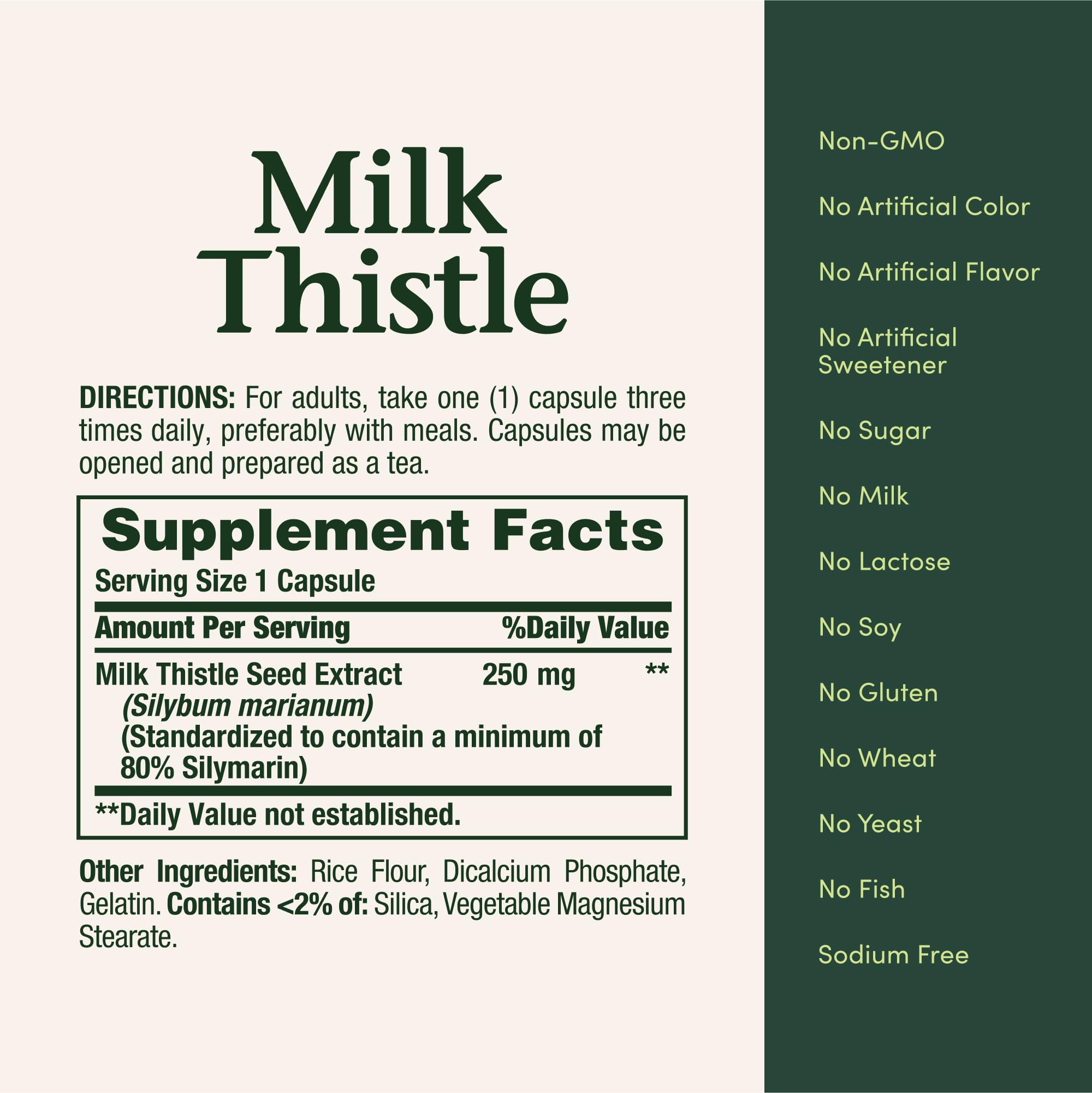 Nature's Bounty Milk Thistle capsules poured into a cup