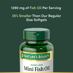 Close-up of coated mini softgels for easy swallowing from Nature's Bounty.