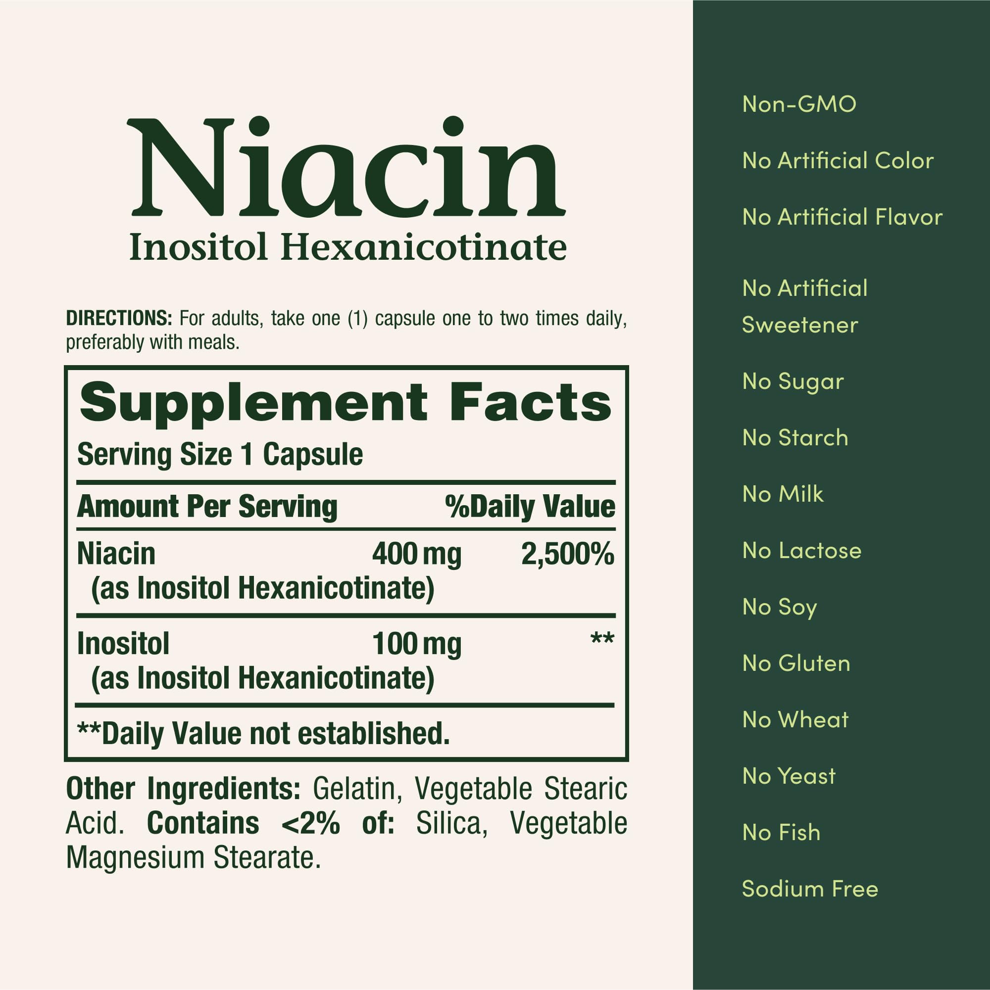 Nature's Bounty Niacin 500mg capsules for metabolism and energy.