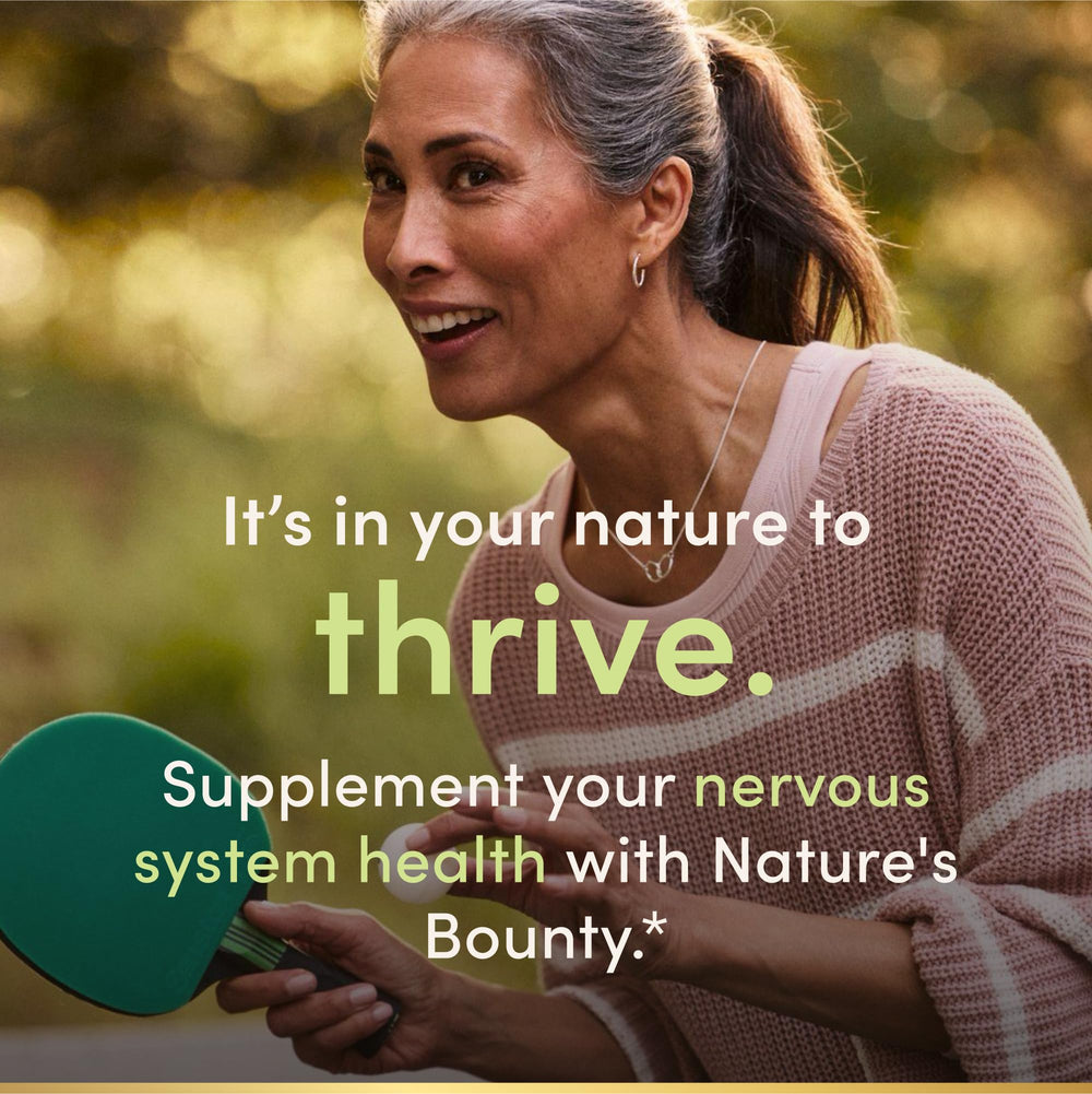 Nature's Bounty Niacin capsules close-up emphasizing nervous system support.