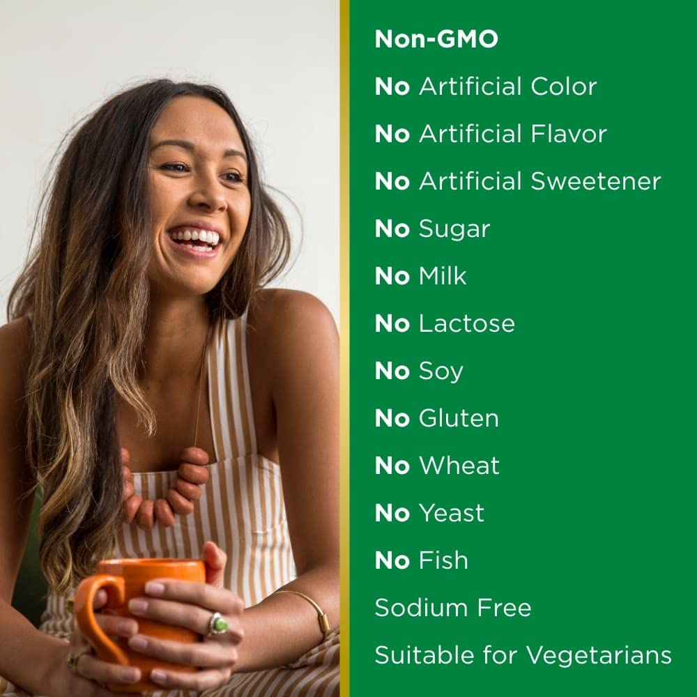 Nature's Bounty drug-free, Non-GMO seal indicating safe, everyday use.
