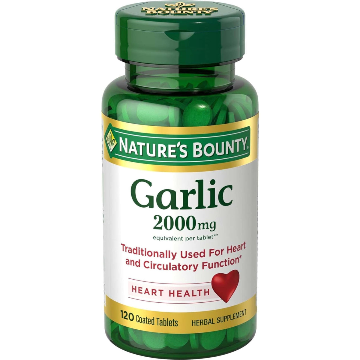 Nature's Bounty Odor-Free Garlic 2000 mg bottle for convenient daily support