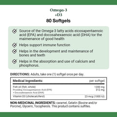 Nature's Bounty omega3-d3 bottle label highlighting ingredients