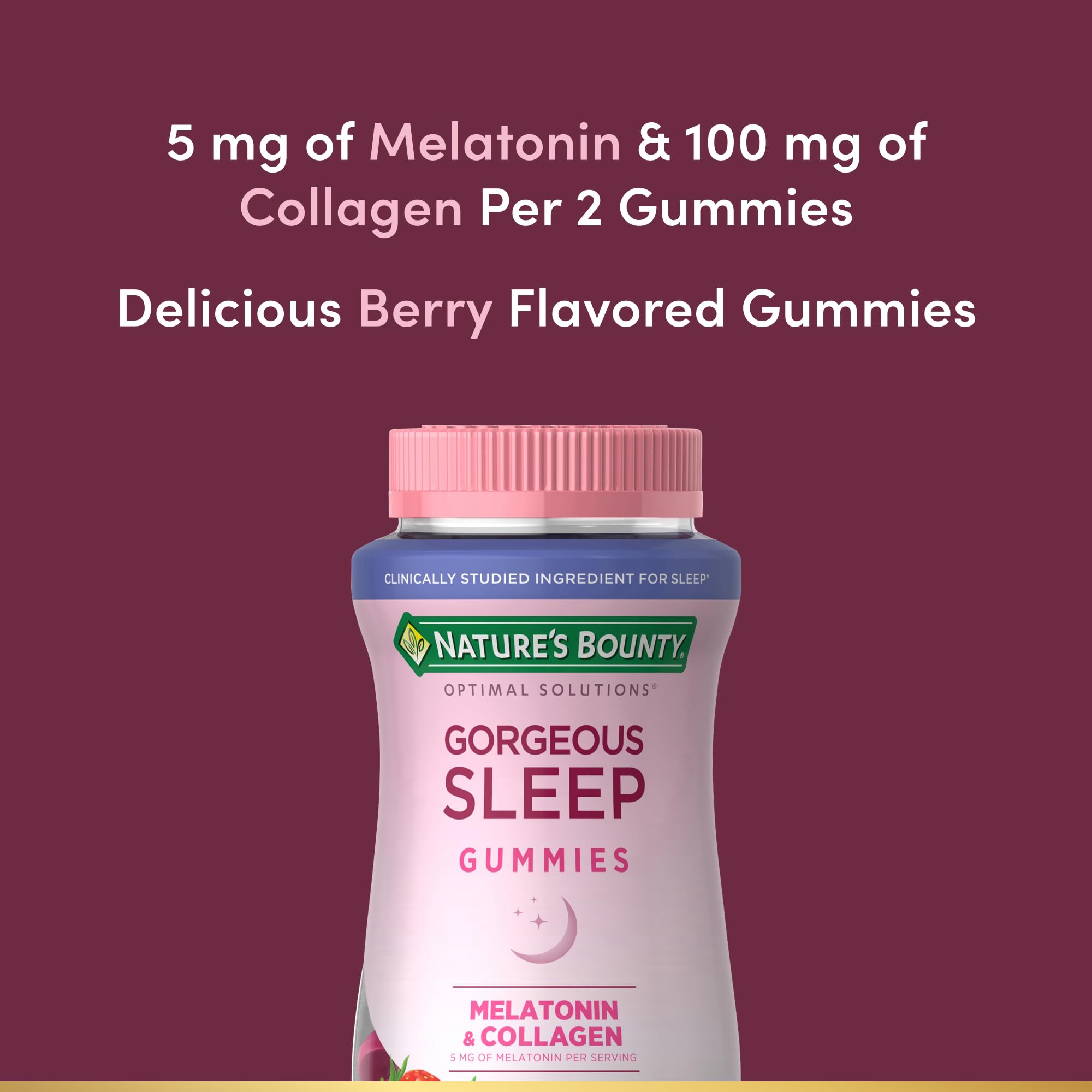 Berry-flavored Gorgeous Sleep Gummies on display for a flavorful bedtime routine.