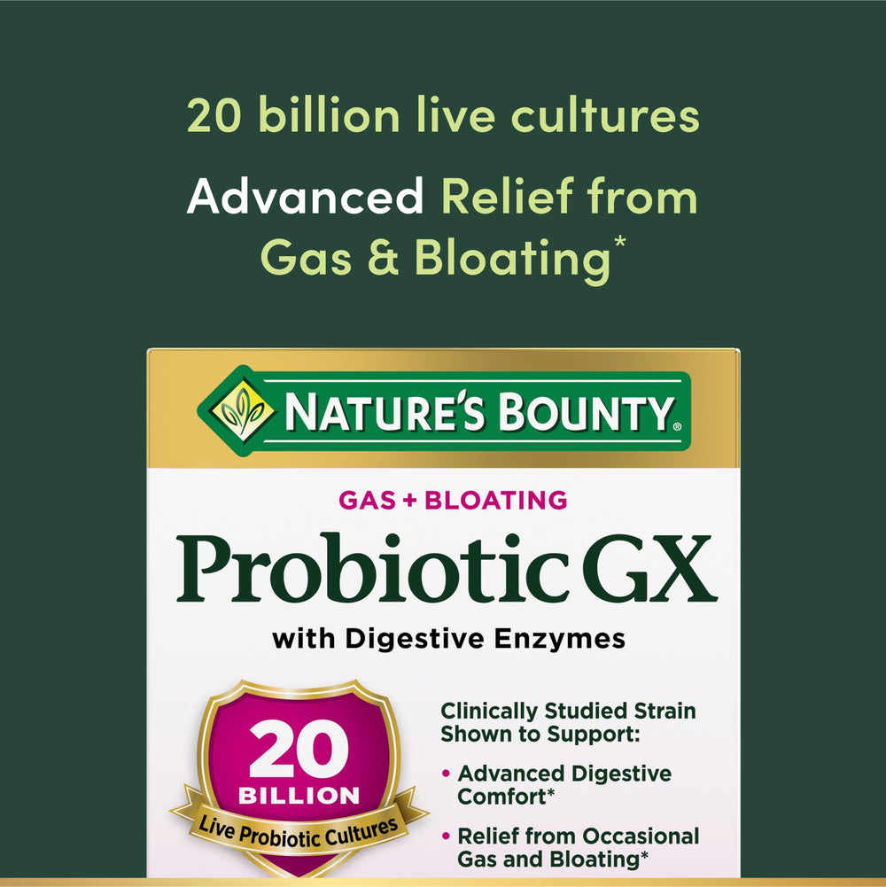 Nature's Bounty Probiotic GX capsules close-up