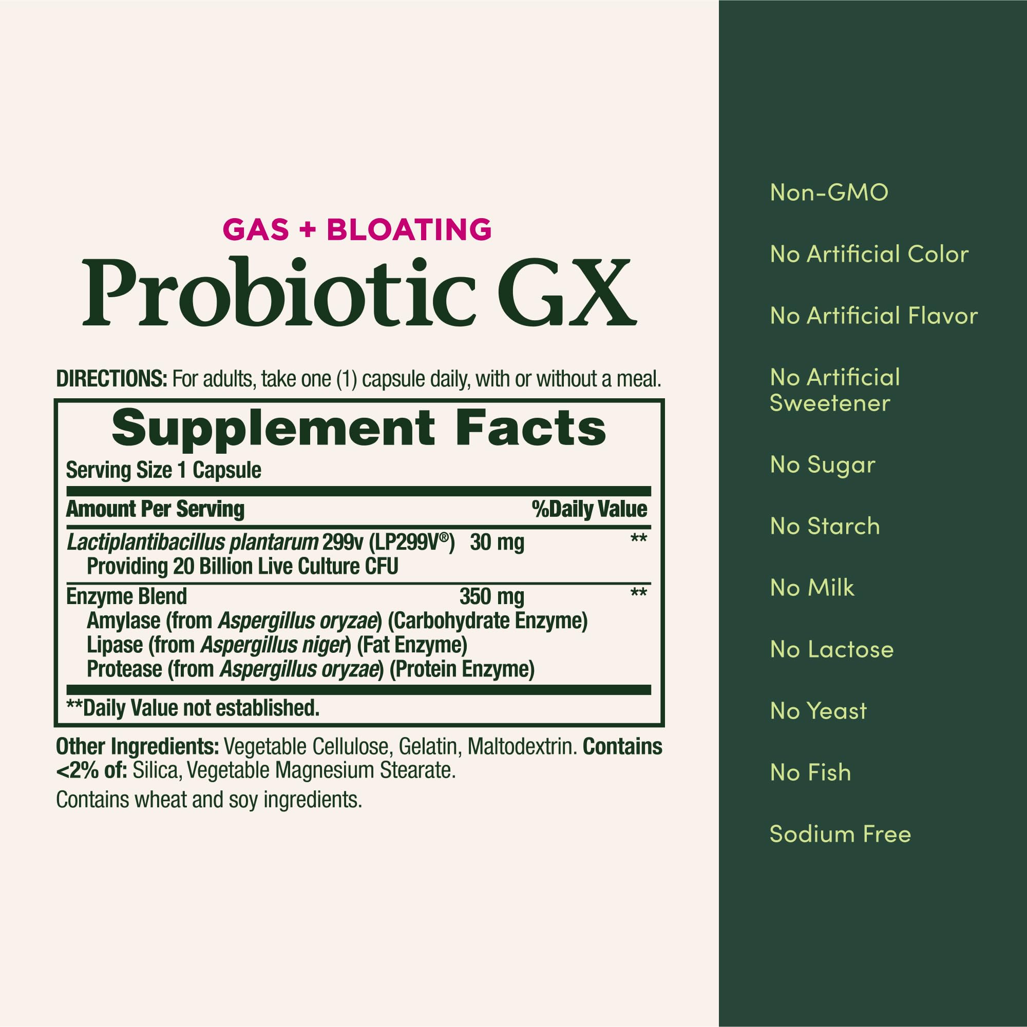 Nature's Bounty Probiotic GX packaging in a digestive health scene