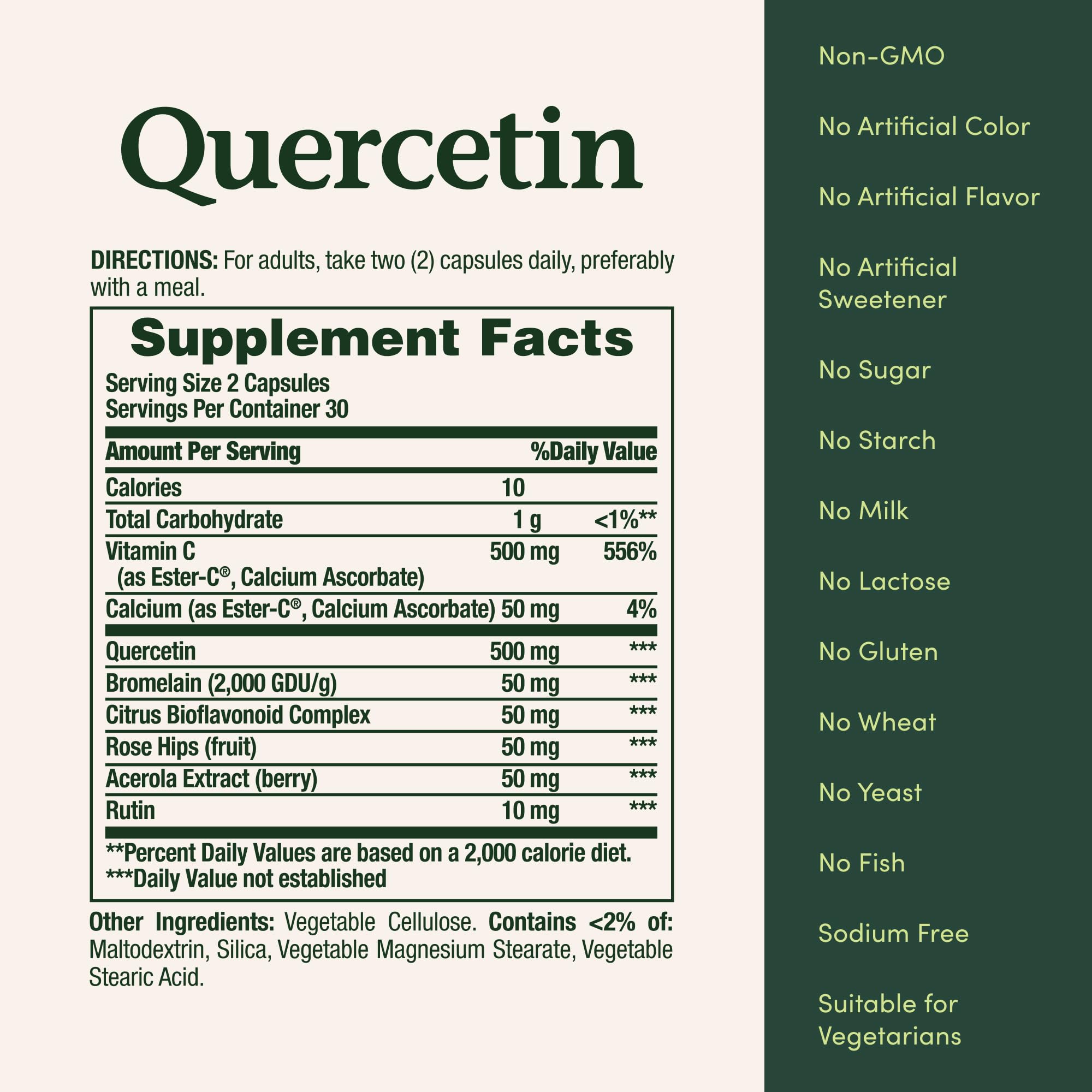 Rose hips and rutin ingredients in Nature’s Bounty Quercetin.