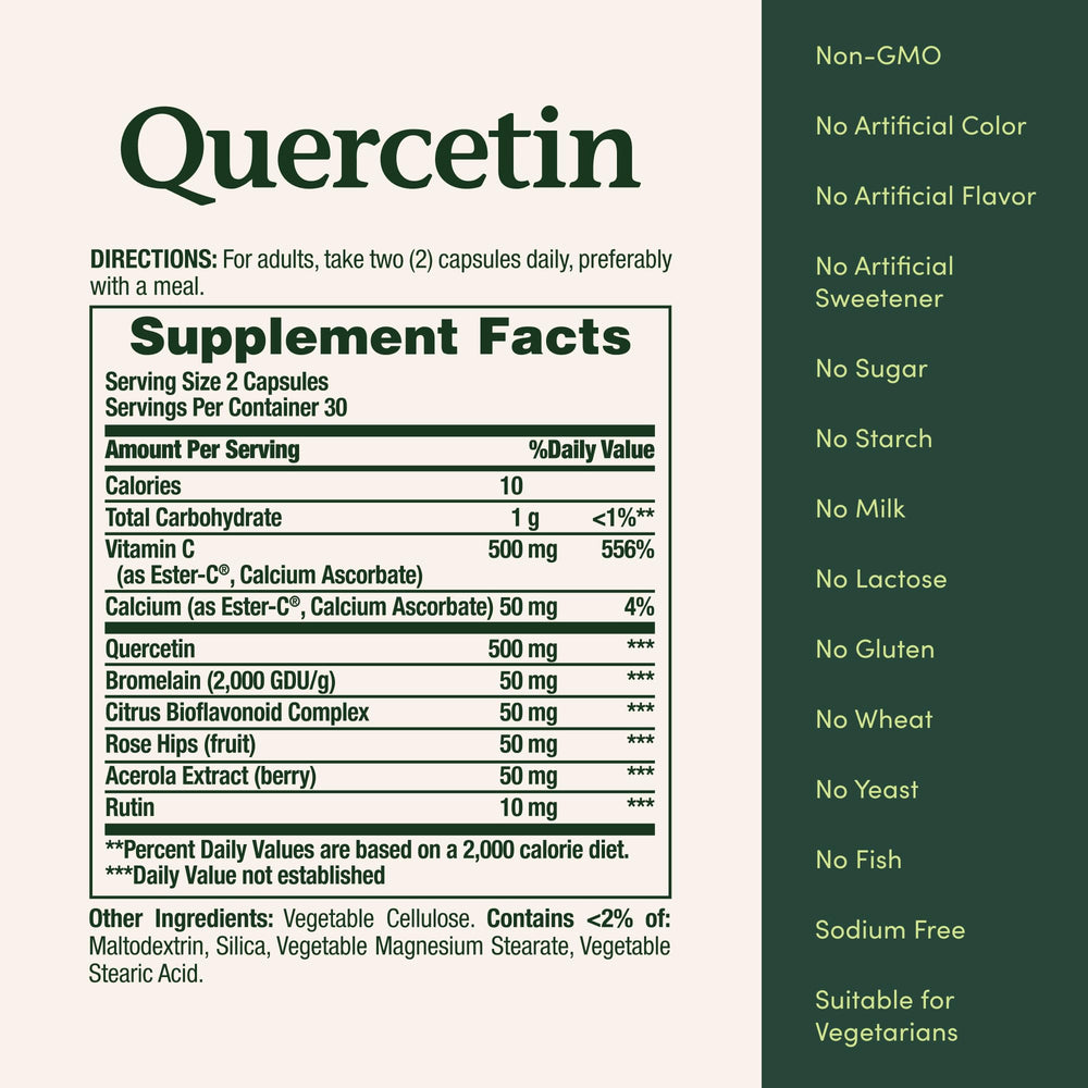 Rose hips and rutin ingredients in Nature’s Bounty Quercetin.