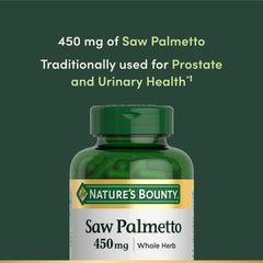 Nature's Bounty Saw Palmetto 450 mg box front showing traditional herbal health