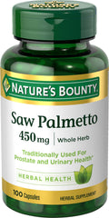 Nature's Bounty Saw Palmetto capsules close-up for daily prostate support