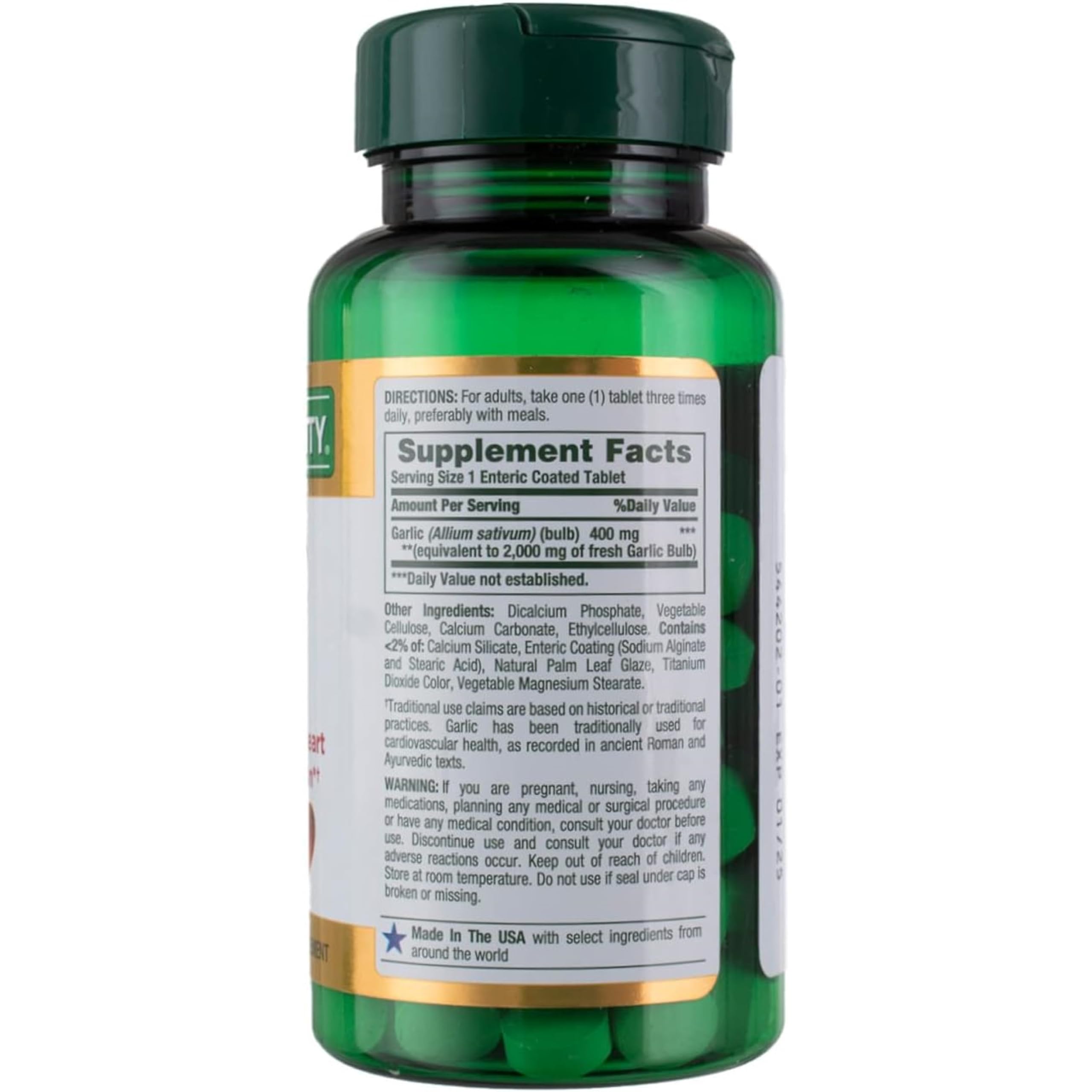 Softgel garlic capsules from Nature's Bounty for easy swallowing