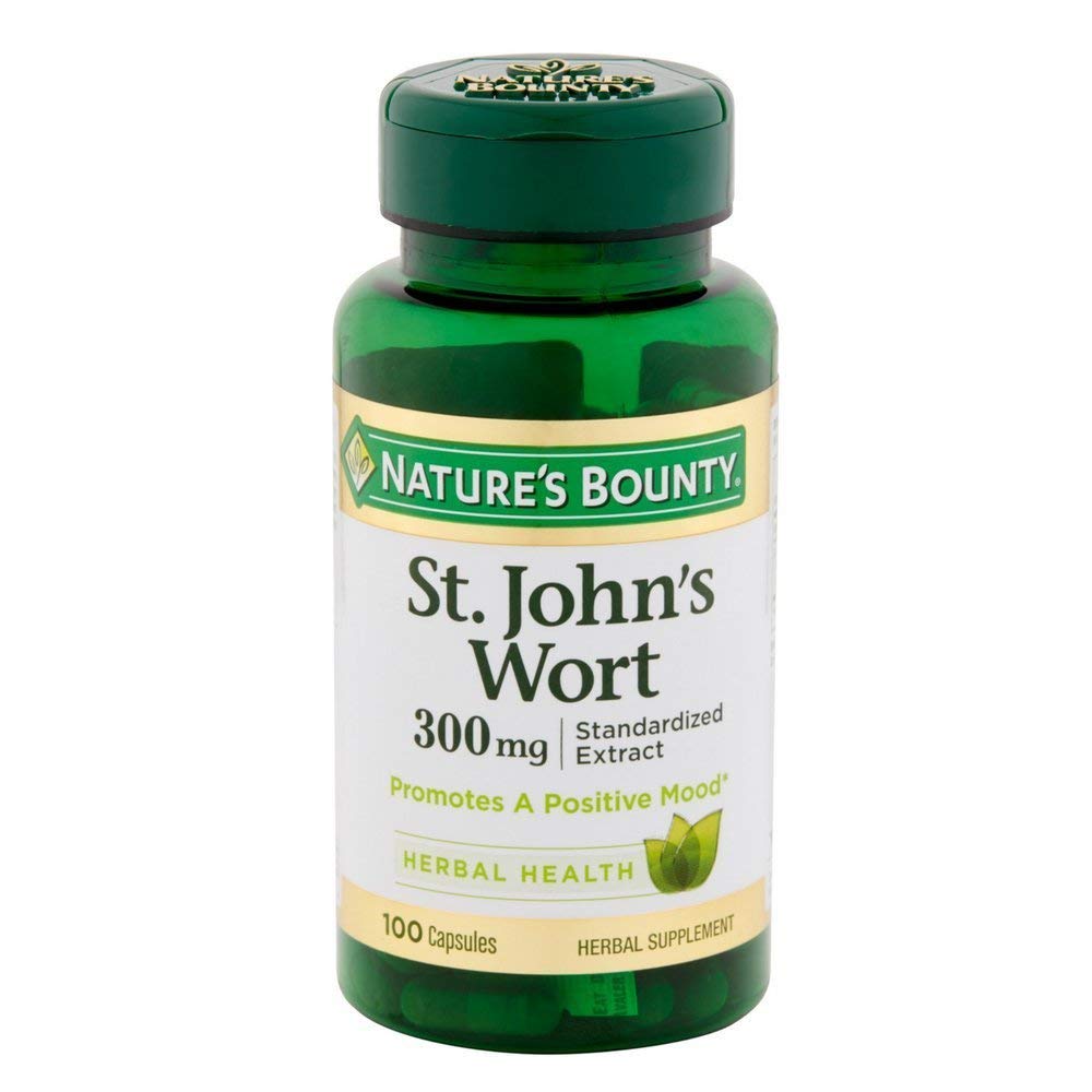 Nature's Bounty St. John's Wort bottle with 300 mg capsules for mood support