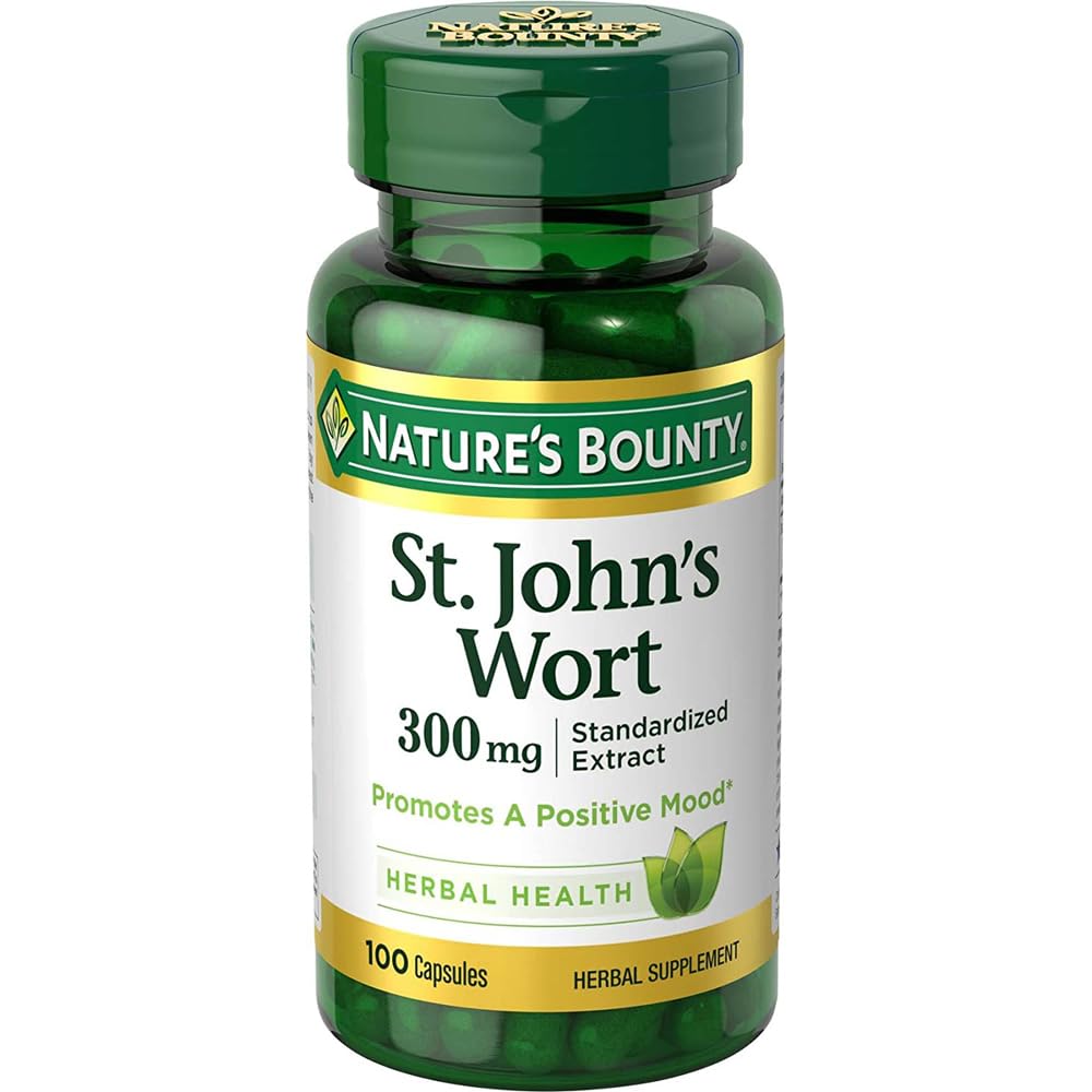 Nature's Bounty St. John's Wort pills bottle supports a positive mood and relaxed state