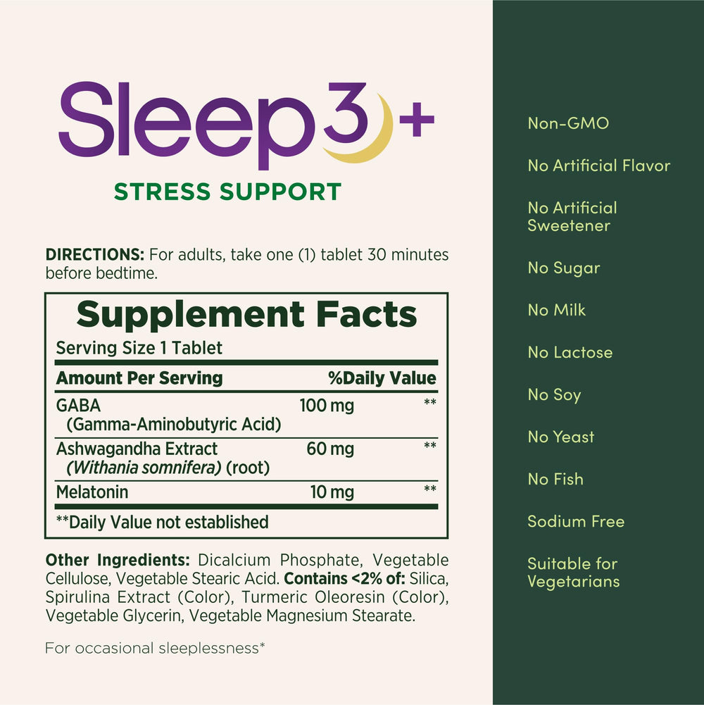 Ingredients label featuring Ashwagandha and melatonin for calm mood support.