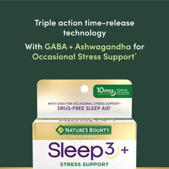 Front view of bottle showing Sleep3+ label and key ingredients.