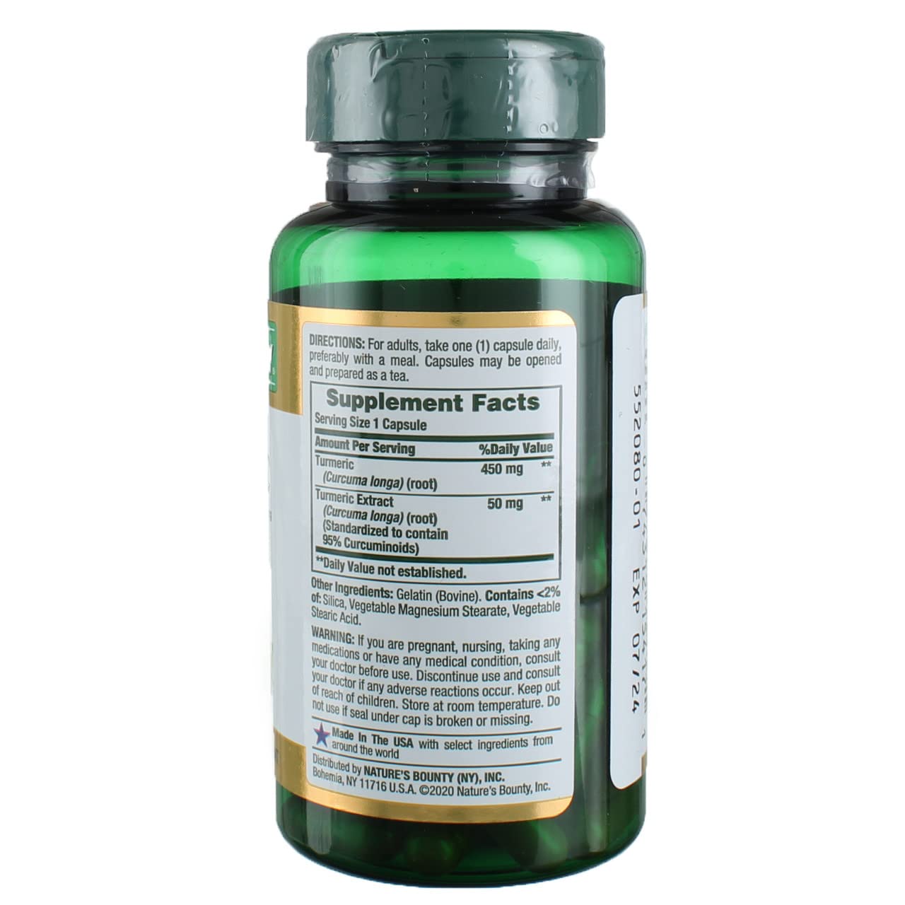 Nature's Bounty turmeric bundle packaging shows 60 capsules per bottle for daily use.