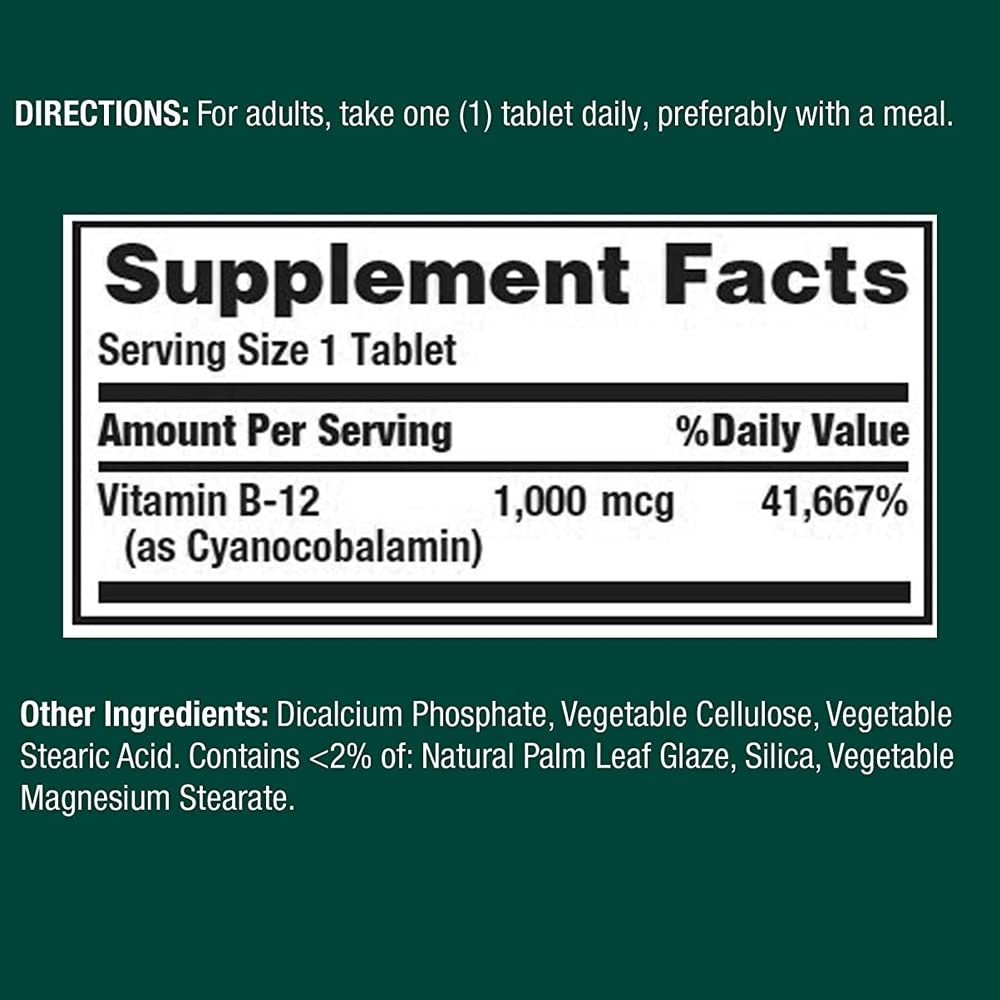Nature's Bounty Vitamin B-12 2-pack packaging for convenient daily use.
