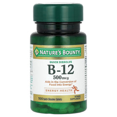 Nature's Bounty Vitamin B-12 500 mcg tablet close-up for daily energy support