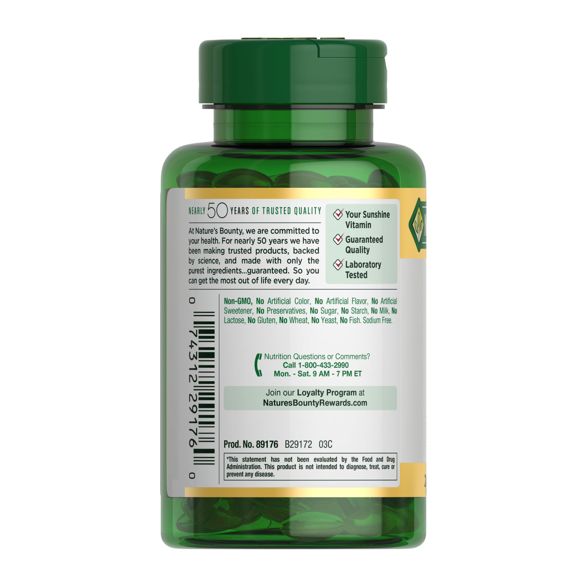 Amber bottle highlights protection of ingredients against light.