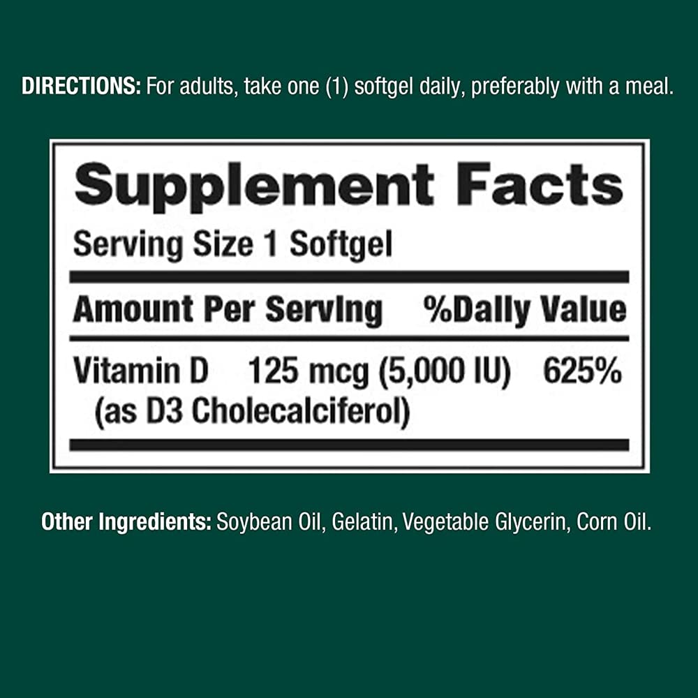 Nature's Bounty Vitamin D3 softgels pack-of-3 box for convenient daily use.