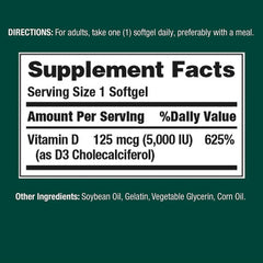 Nature's Bounty Vitamin D3 softgels pack-of-3 box for convenient daily use.