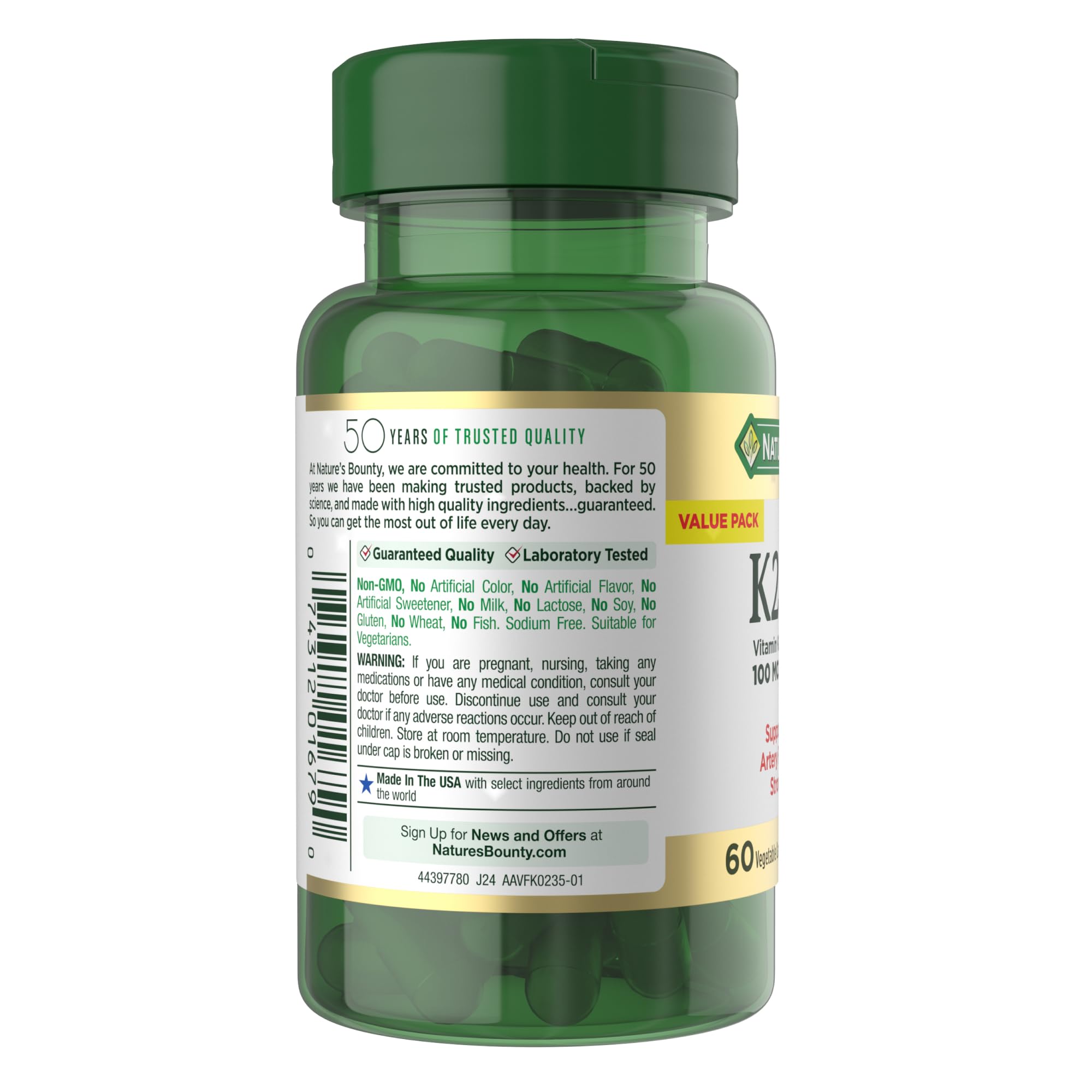 Nature’s Bounty gluten-free label highlighting clean formulation