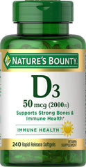 Nature's Bounty Vitamin D3 softgels bottle for easy daily wellness support.