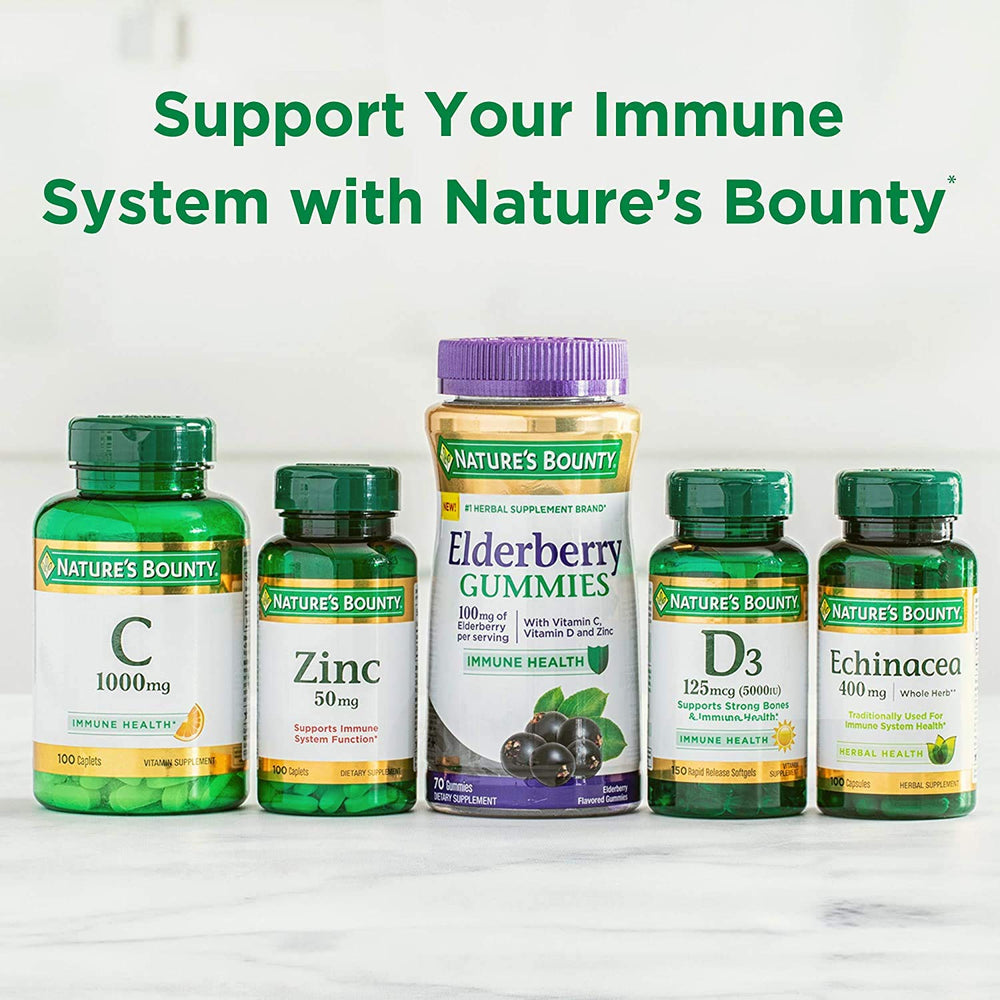 Rapid-release Nature's Bounty D3 softgels close-up.