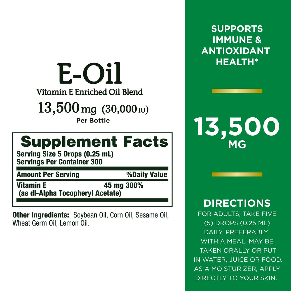 Nature’s Bounty Vitamin E Oil being applied to skin for moisturized radiance.